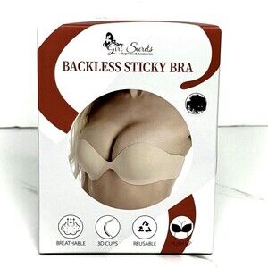Girl Secrets BLACK Backless Strapless Breathable Reusable Push Up 3D Sticky Bra